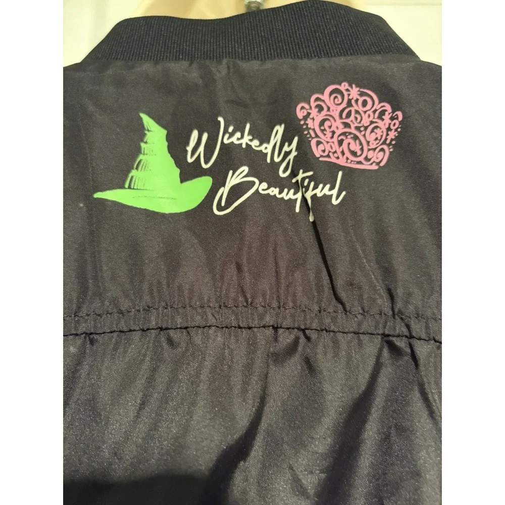 NWT Wicked Girls Bomber Jacket 4/5 Black Universal Elphaba Glinda Zip Coat Movie